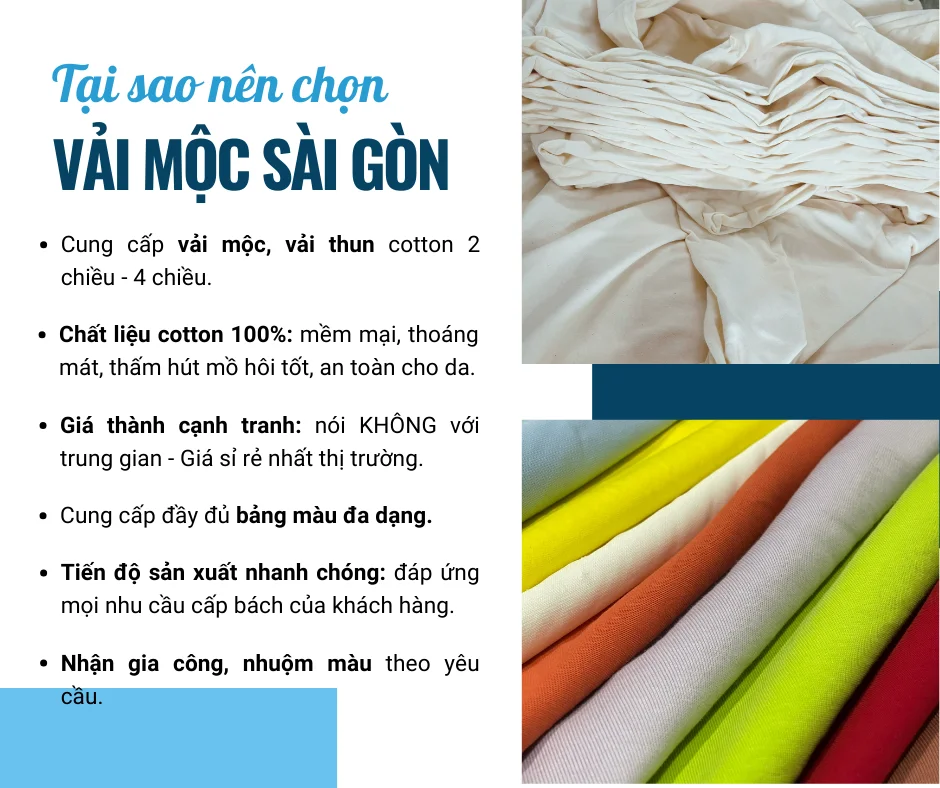 🔥VẢI MỘC SÀI GÒN 🔥 - ĐỊA CHỈ CUNG CẤP VẢI COTTON UY TÍN TẠI TP. HCM -